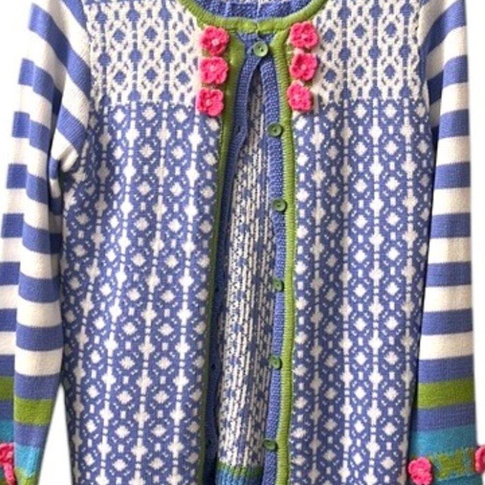 Misslook Light Blue Multi Pattern Button Down Kni… - image 6